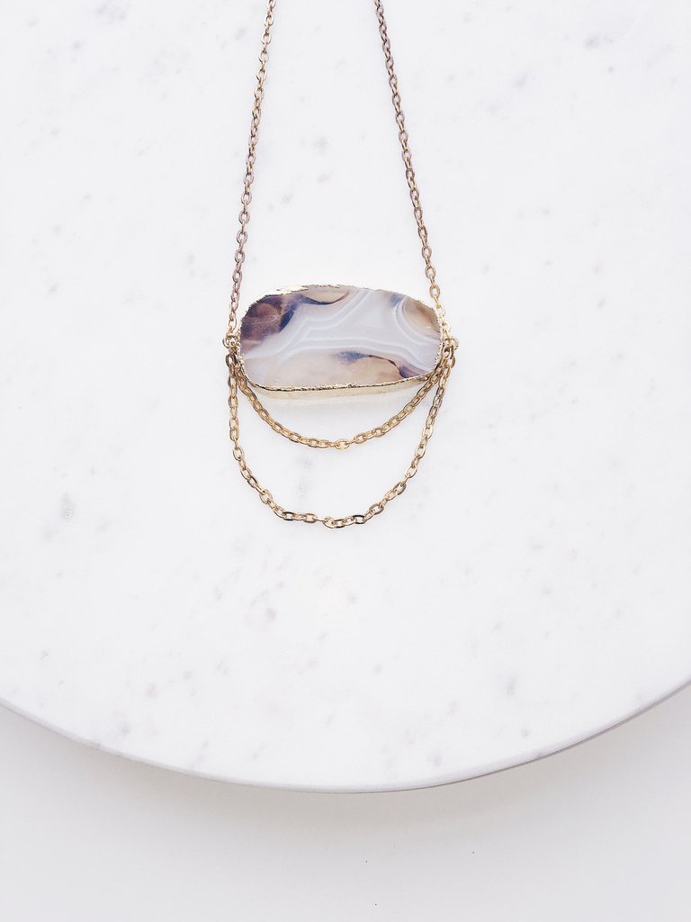 The Nicole Necklace - Agate & Gold
